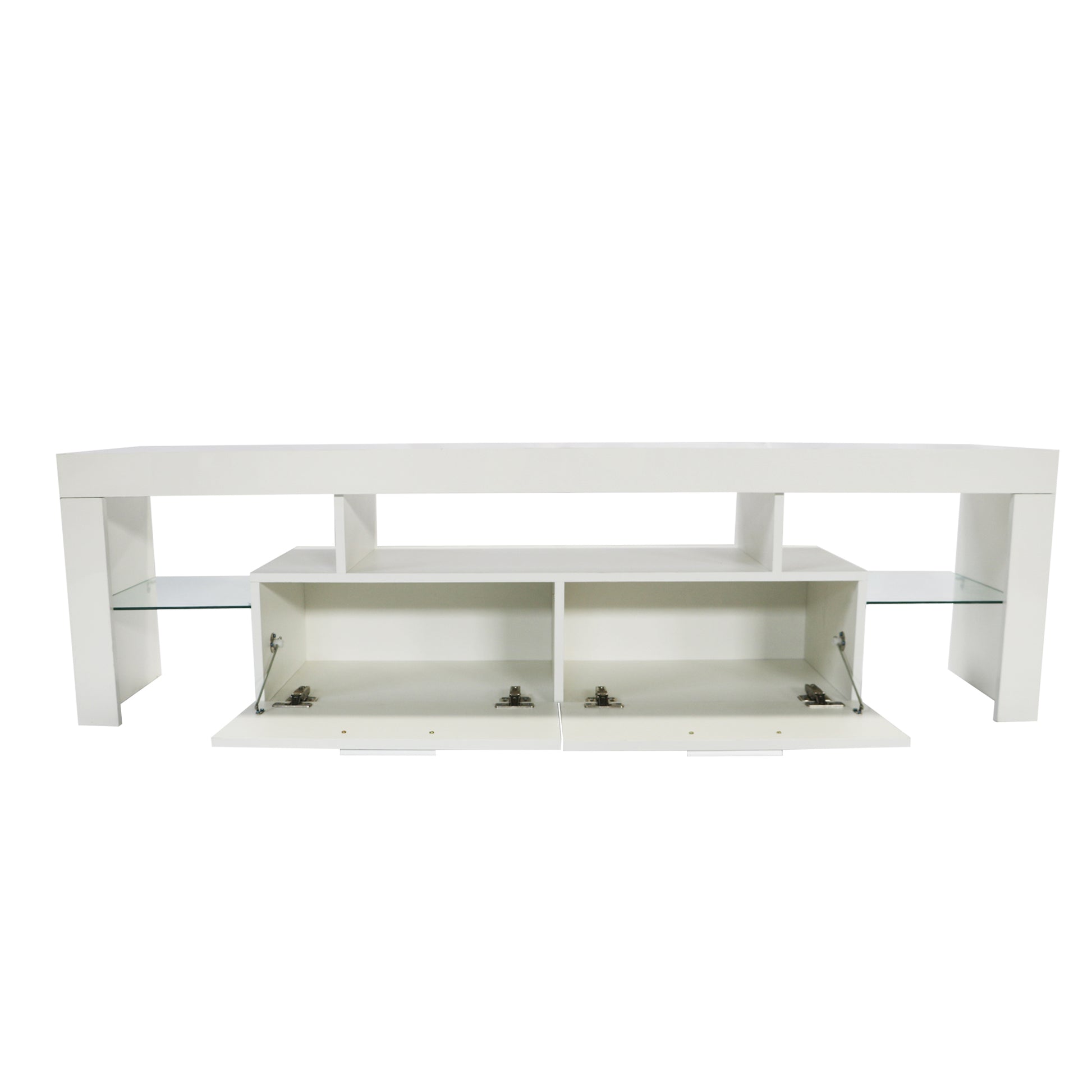 Fashiontvstandtvcabinet,Entertainmentcenter,Tvstationtv Console,Media Console,With Ledlight Belt,Light Belt Remote Control,Toughenedglassshelf,Metal Handle,Canbeplaced In The Living Room,Bedroom,White White Primary Living Space 60 69 Inches 60 69 Inches