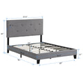 Full Size Upholstered Platform Bed Frame With Modern Button Tufted Linen Fabric Headboard, No Box Spring Needed, Wood Slat Support, Easy Assembly, Grey Gray Linen