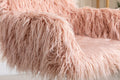 Hengming Modern Faux Fur Home Office Chair, Fluffy Chair For Girls, Makeup Vanity Chair Pink Steel