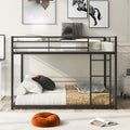 Full over Full Metal Bunk Bed, Low Bunk Bed with black-metal