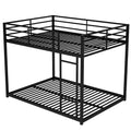 Full over Full Metal Bunk Bed, Low Bunk Bed with black-metal