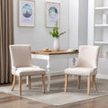 Hengming Set Of 2 Fabric Dining Chairs Leisure Padded Chairs With Rubber Wood Legs,Nailed Trim, Beige Beige Upholstered Fabric