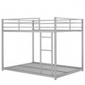 Full over Full Metal Bunk Bed, Low Bunk Bed with silver-metal