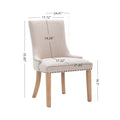 Hengming Set Of 2 Fabric Dining Chairs Leisure Padded Chairs With Rubber Wood Legs,Nailed Trim, Beige Beige Upholstered Fabric