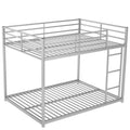 Full over Full Metal Bunk Bed, Low Bunk Bed with silver-metal