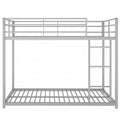 Full over Full Metal Bunk Bed, Low Bunk Bed with silver-metal