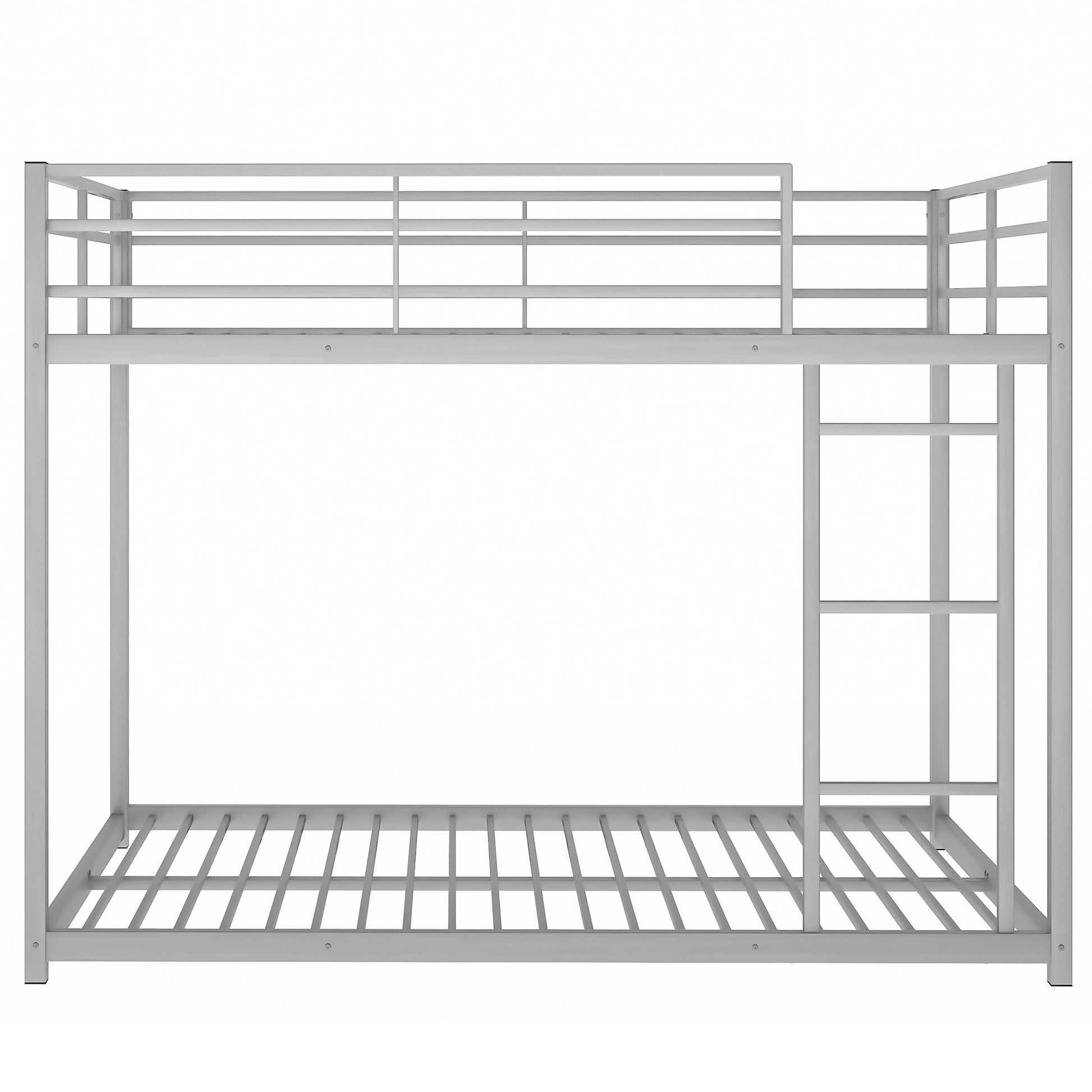 Full over Full Metal Bunk Bed, Low Bunk Bed with silver-metal