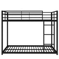 Full over Full Metal Bunk Bed, Low Bunk Bed with black-metal