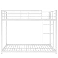 Full over Full Metal Bunk Bed, Low Bunk Bed with white-metal