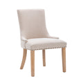 Hengming Set Of 2 Fabric Dining Chairs Leisure Padded Chairs With Rubber Wood Legs,Nailed Trim, Beige Beige Upholstered Fabric