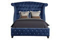 Sophia Modern Style Crystal Tufted Queen 4 Piece Includes: Queen Size Bed, Nightstand, Dresser, And Mirror Velvet Fabric Upholstery Bedroom Set Made With Wood In Blue Box Spring Not Required Queen Blue Wood 4 Piece Set Bedroom Bed Included,Dresser