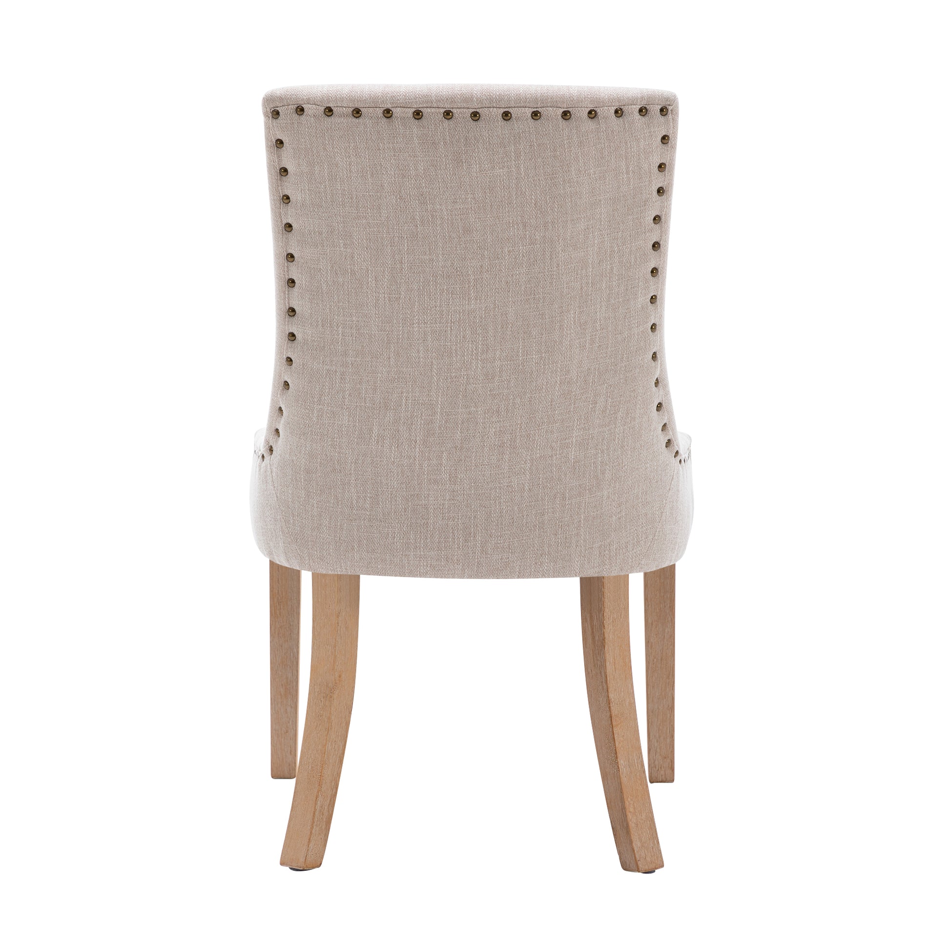 Hengming Set Of 2 Fabric Dining Chairs Leisure Padded Chairs With Rubber Wood Legs,Nailed Trim, Beige Beige Upholstered Fabric