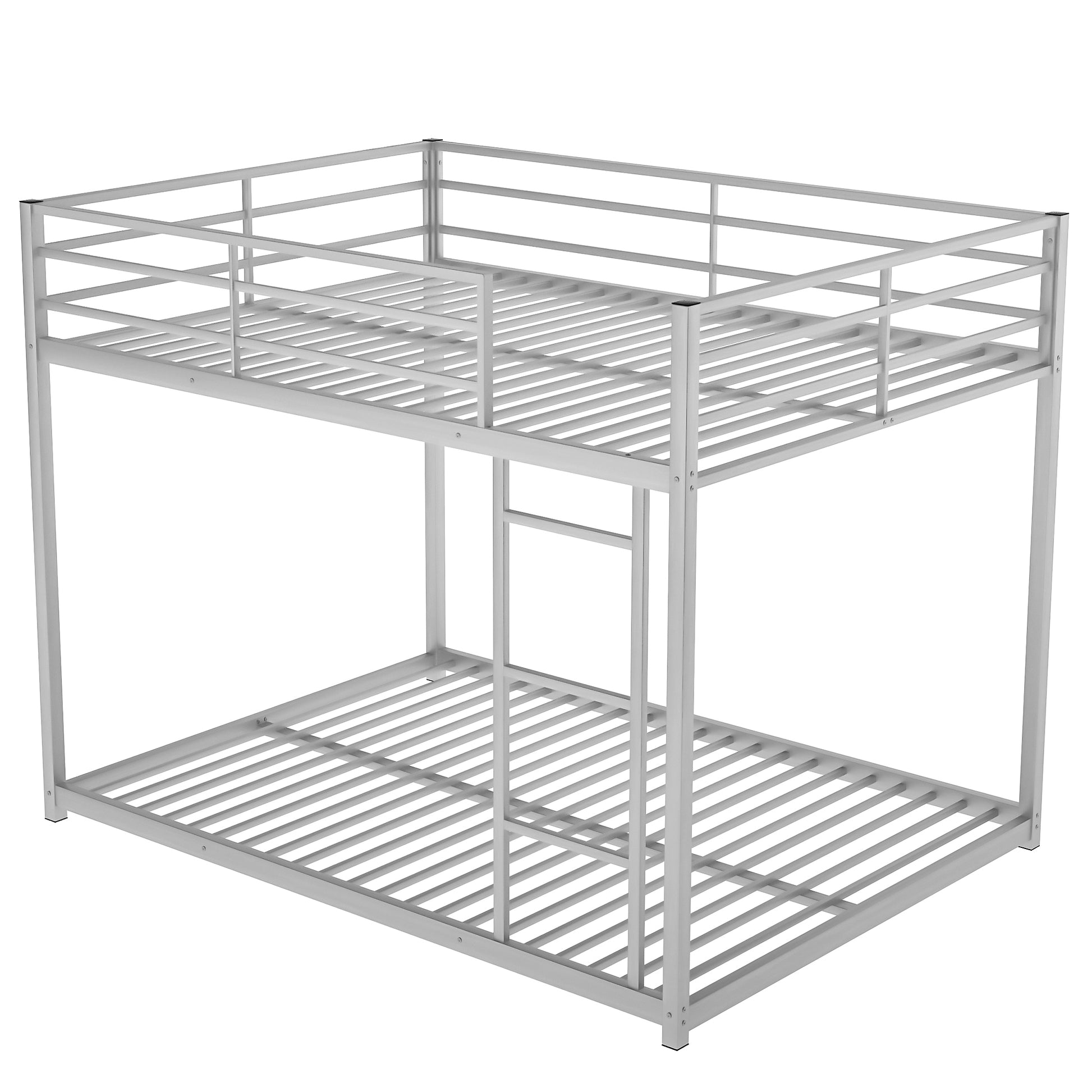 Full over Full Metal Bunk Bed, Low Bunk Bed with silver-metal