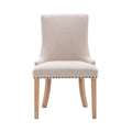 Hengming Set Of 2 Fabric Dining Chairs Leisure Padded Chairs With Rubber Wood Legs,Nailed Trim, Beige Beige Upholstered Fabric