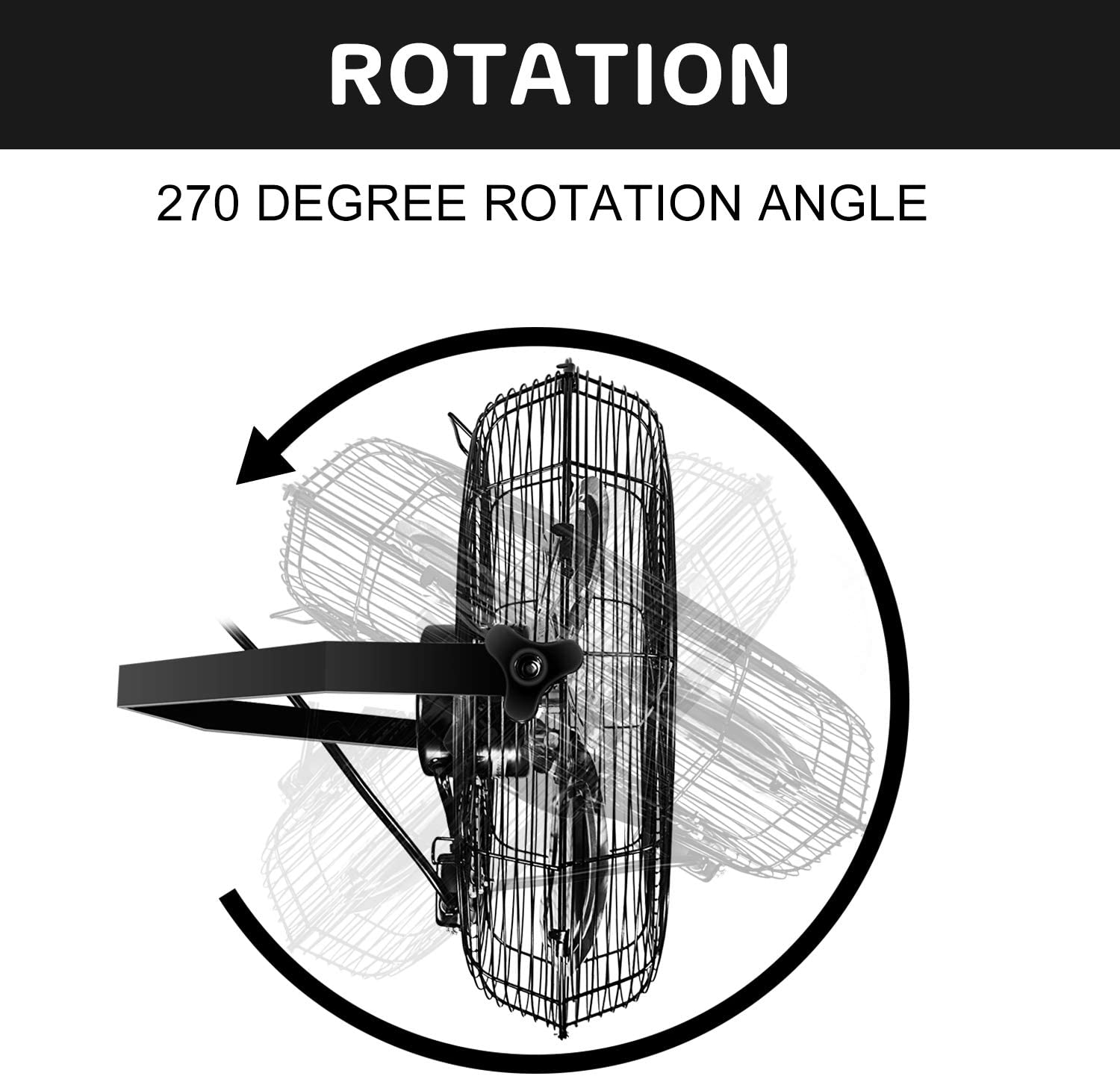 18 Inch Industrial Wall Mount Fan, 3 Speed Commercial Ventilation Metal Fan For Warehouse, Greenhouse, Workshop, Patio, Factory And Basement High Velocity Black Metal