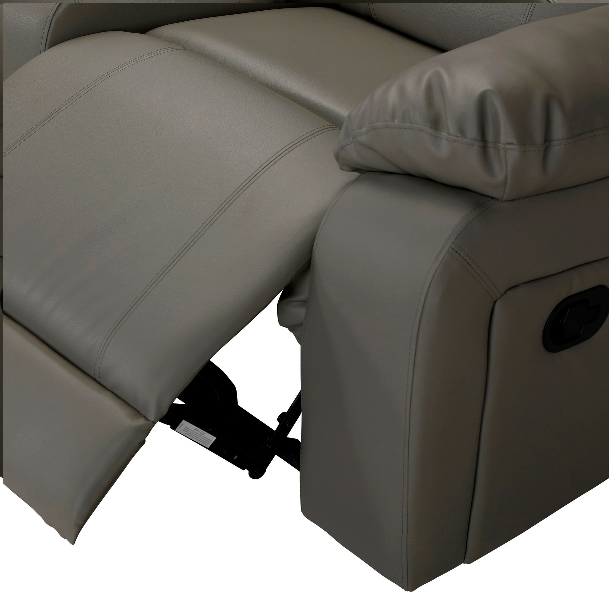 Sectional Manual Reclining Sofa Grey Pu Grey Pu