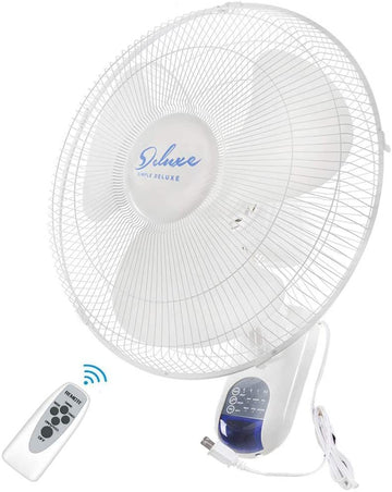 Simple Deluxe 16 Inch Digital Wall Mount Fan With Remote Control 3 Speed 3 Oscillating Modes 72 Inches Power Cord, Etl Certified White, 16" White Metal