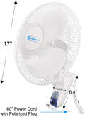 Simple Deluxe 16 Inch Digital Wall Mount Fan With Remote Control 3 Speed 3 Oscillating Modes 72 Inches Power Cord, Etl Certified White, 16