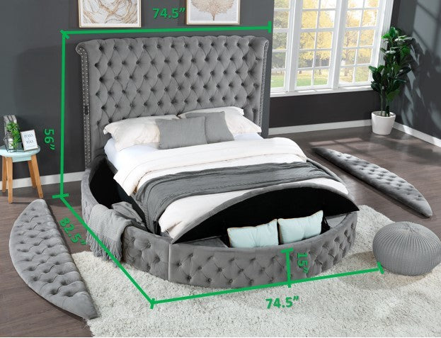 Hazel Queen 5 Pc Vanity Bedroom Set Made With Wood In Gray Color Box Spring Not Required Queen Grey Wood 5 Piece Set Bedroom Bed Included,Chest Included,Dresser Included,Mirror Included,Nightstand Included Contemporary,Modern Upholstered Velvet Tufted
