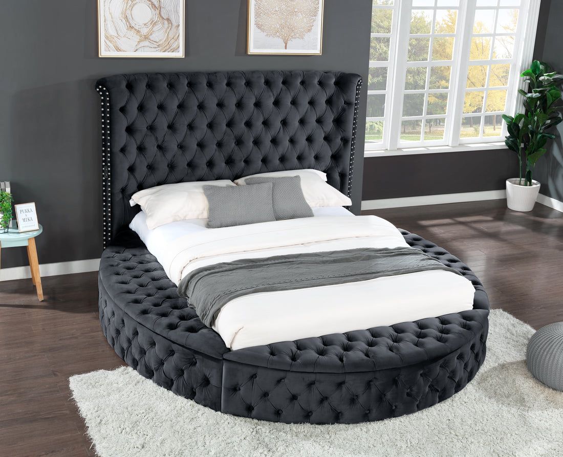 Queen 4 Pc Vanity Bedroom Set Made With Wood In Black Color Box Spring Not Required Queen Black Wood 4 Piece Set Bedroom Contemporary,Modern Solid Wood Mdf Velvet Tufted Wood