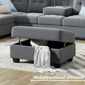 Orisfur. Sectional Sofa With Reversible Chaise Lounge, L Shaped Couch With Storage Ottoman And Cup Holders Gray Foam Velvet