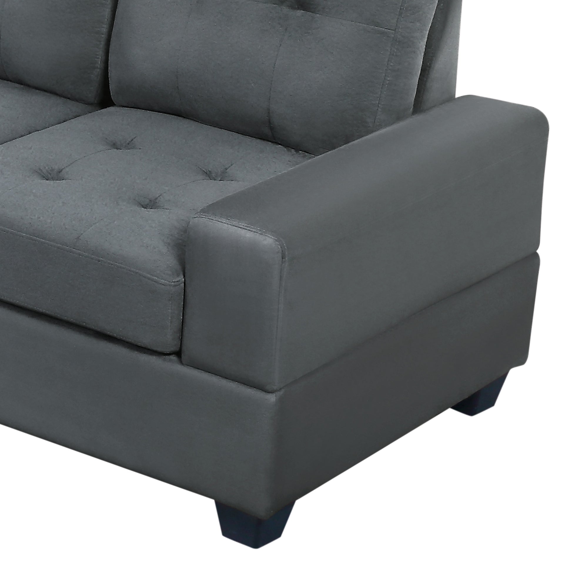 Orisfur. Sectional Sofa With Reversible Chaise Lounge, L Shaped Couch With Storage Ottoman And Cup Holders Gray Foam Velvet