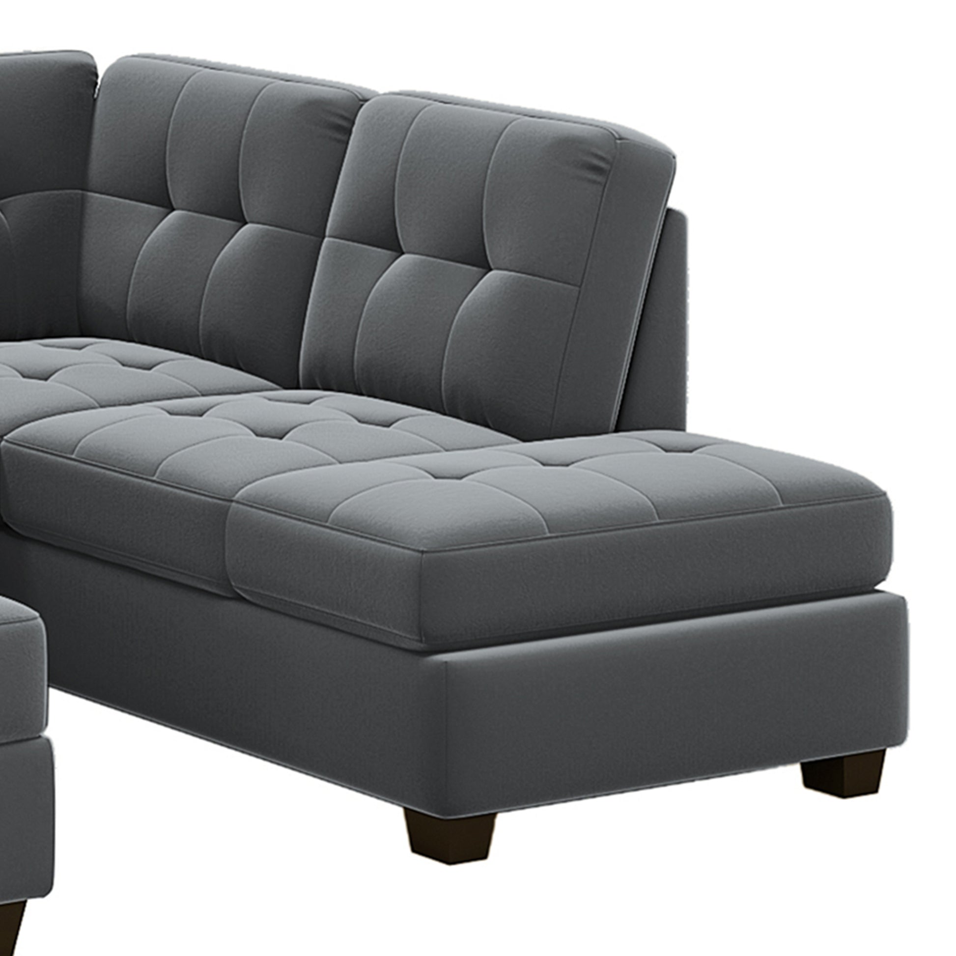 Orisfur. Sectional Sofa With Reversible Chaise Lounge, L Shaped Couch With Storage Ottoman And Cup Holders Gray Foam Velvet