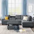 Orisfur. Sectional Sofa With Reversible Chaise Lounge, L Shaped Couch With Storage Ottoman And Cup Holders Gray Foam Velvet