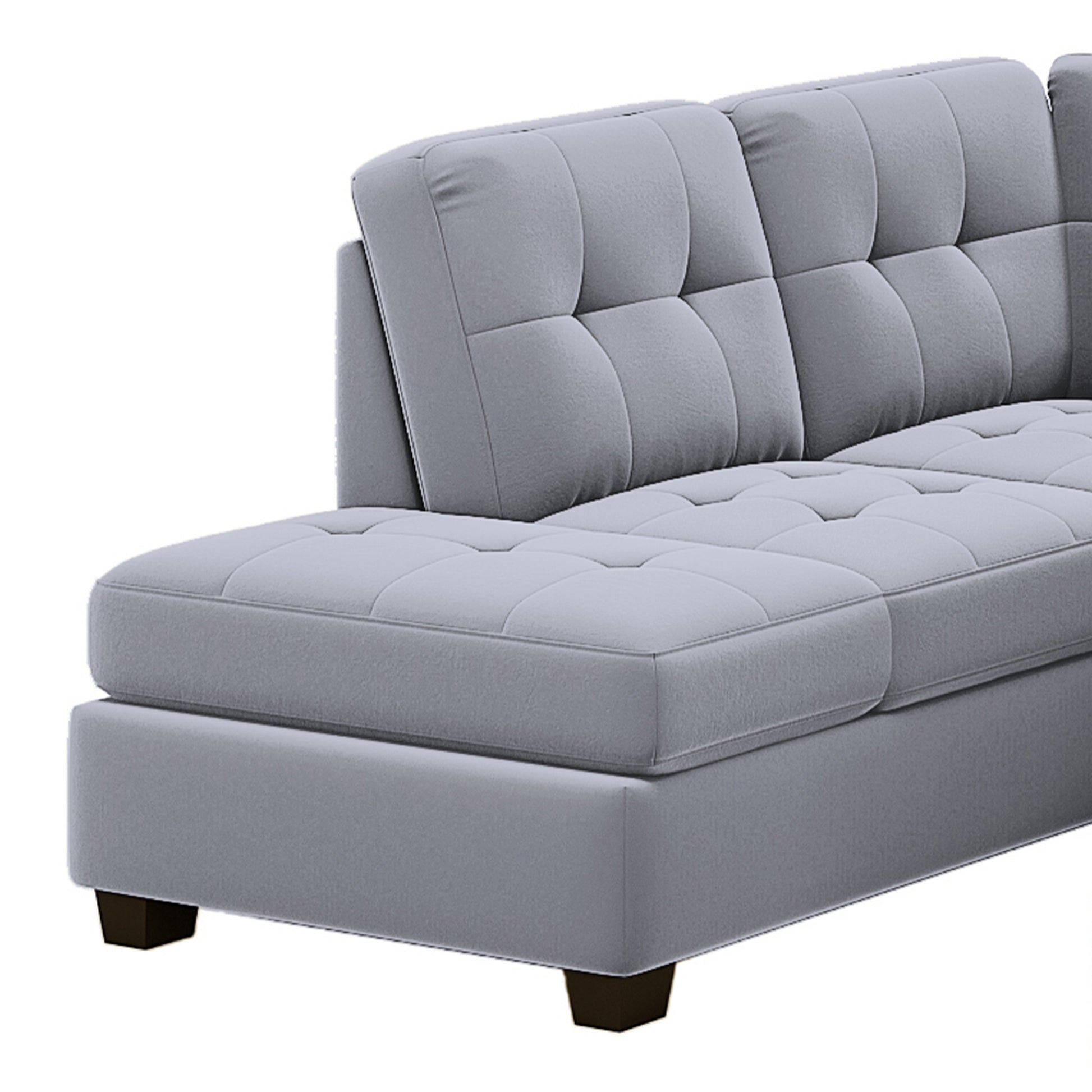 Orisfur. Sectional Sofa With Reversible Chaise Lounge, L Shaped Couch With Storage Ottoman And Cup Holders Antique Gray Foam Velvet