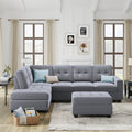 Orisfur. Sectional Sofa With Reversible Chaise Lounge, L Shaped Couch With Storage Ottoman And Cup Holders Antique Gray Foam Velvet