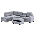 Orisfur. Sectional Sofa With Reversible Chaise Lounge, L Shaped Couch With Storage Ottoman And Cup Holders Antique Gray Foam Velvet