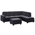 Orisfur. Modern Sectional Sofa With Reversible Chaise, L Shaped Couch Set With Storage Ottoman And Two Cup Holders For Living Room Black Foam Velvet