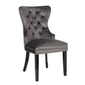 Erica 2 Piece Wood Legs Dinning Chair Finish With Velvet Fabric In Dark Gray Acacia Wood Dark Gray Primary Living Space Wipe Clean Transitional Accent Chairs Acacia Tufted Back Solid Wood Mdf Wood