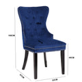 Erica 2 Piece Wood Legs Dinning Chair Finish With Velvet Fabric In Blue Acacia Wood Navy Primary Living Space Wipe Clean Transitional Accent Chairs Acacia Tufted Back Solid Wood Mdf Wood