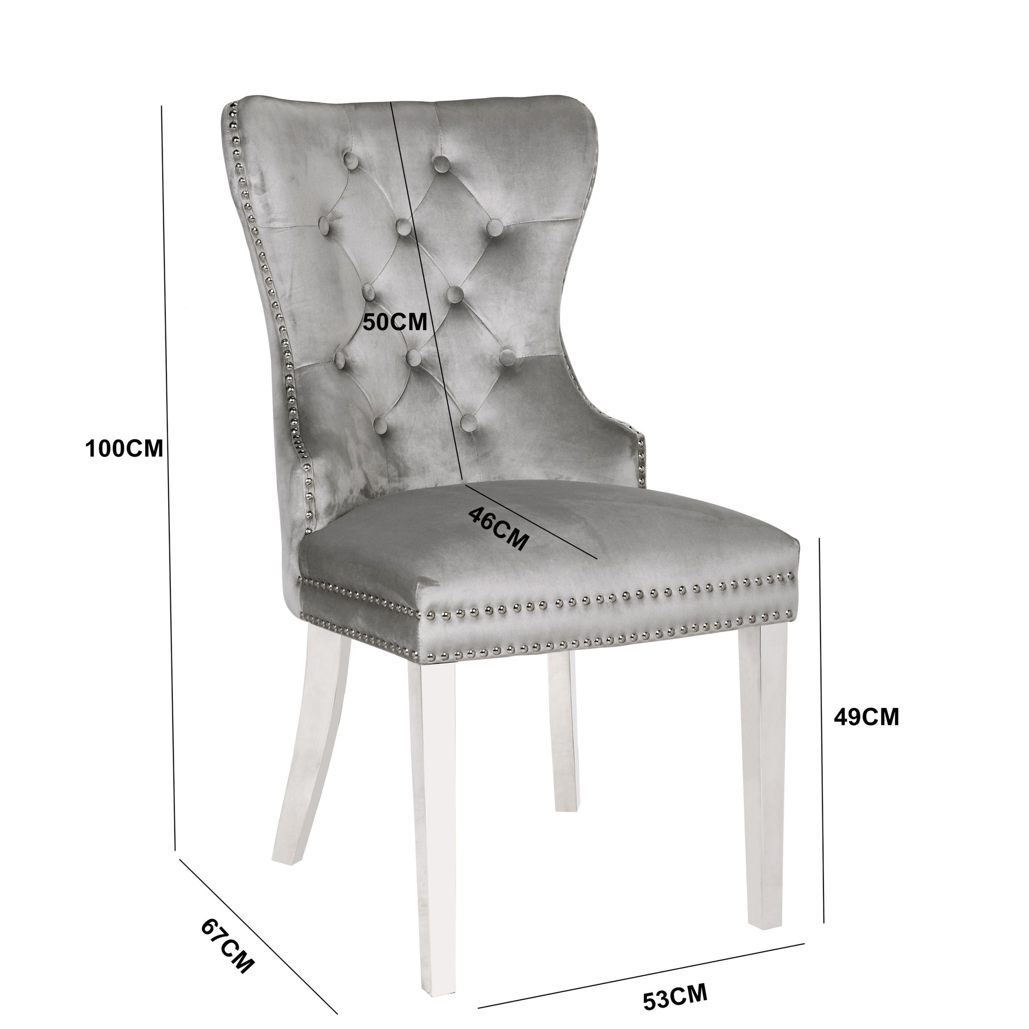 Simba Stainless Steel 2 Piece Chair Finish with Velvet light grey-dining room-contemporary-modern-accent