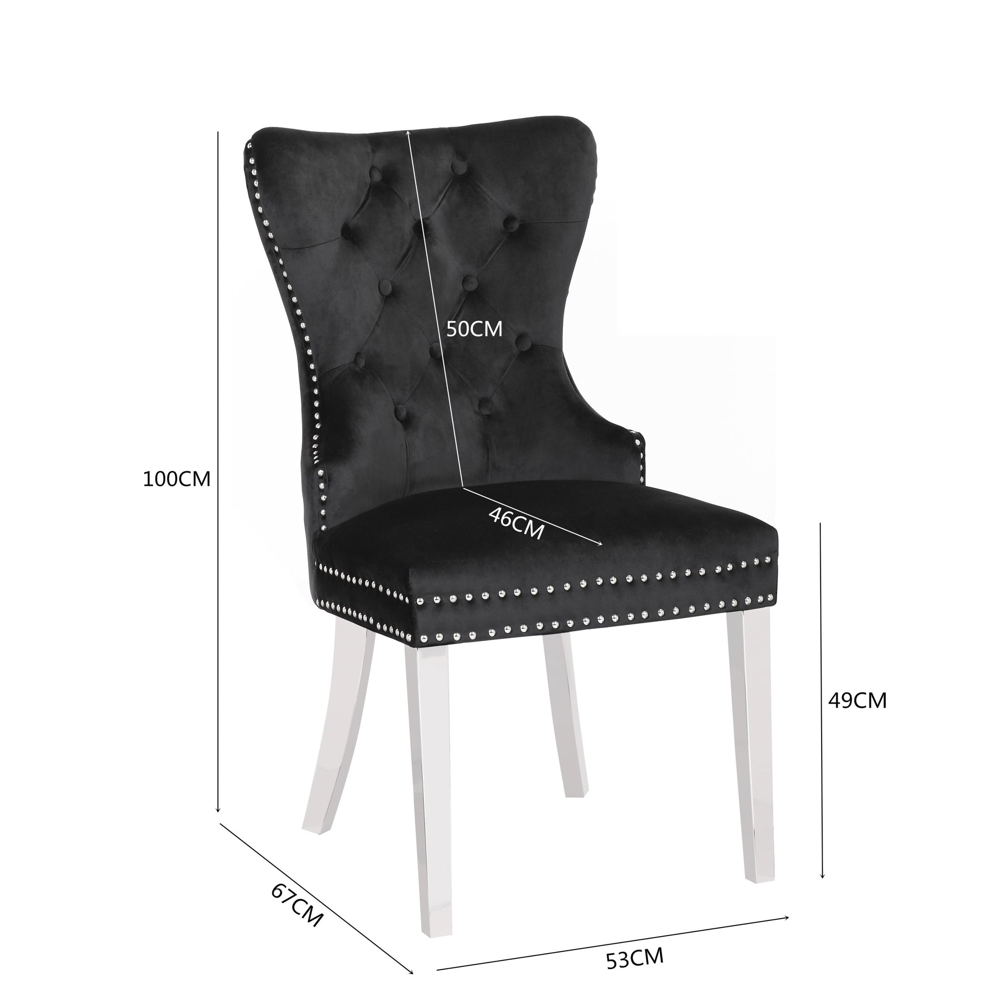 Simba Stainless Steel 2 Piece Chair Finish with Velvet black-dining room-contemporary-modern-accent