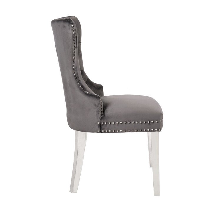 Erica 2 Piece Stainless Steel Legs Chair Finish with acacia wood-dark gray-primary living