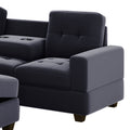 Orisfur. Modern Sectional Sofa With Reversible Chaise, L Shaped Couch Set With Storage Ottoman And Two Cup Holders For Living Room Black Foam Velvet