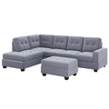 Orisfur. Modern Sectional Sofa With Reversible Chaise, L Shaped Couch Set With Storage Ottoman And Two Cup Holders For Living Room Gray Foam Velvet