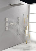 Wall Mounted Waterfall Rain Shower System With 3 Body Sprays & Handheld Shower Brushed Nickel Brass