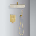 10 Inch Shower Head Bathroom Luxury Rain Mixer Shower Complete Combo Set Wall Mounted Brushed Gold Brass