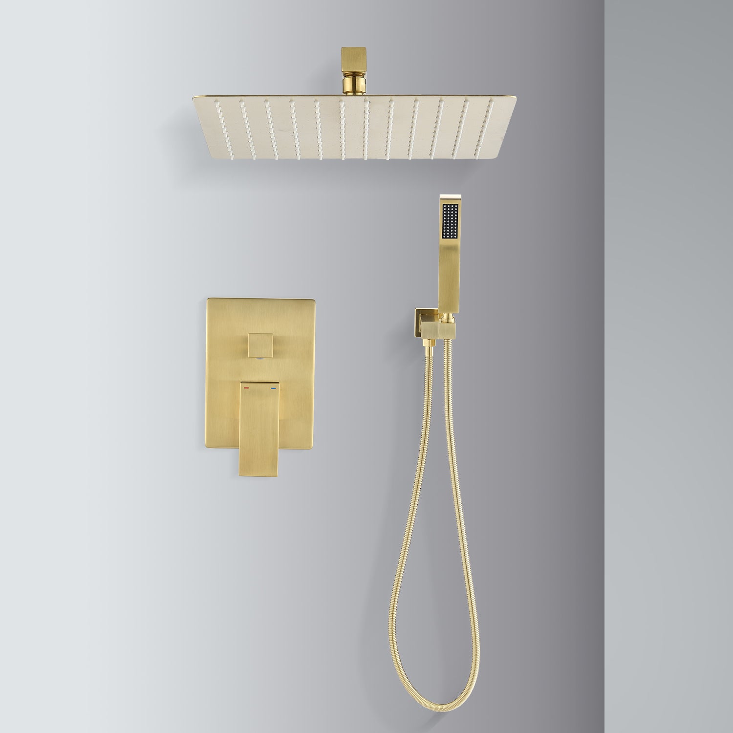 10 Inch Shower Head Bathroom Luxury Rain Mixer Shower Complete Combo Set Wall Mounted Brushed Gold Brass