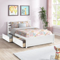 Full Size Wood Platform Bed Frame With 4 Storage Drawers And Headboard Of White Color For All Ages White Solid Wood