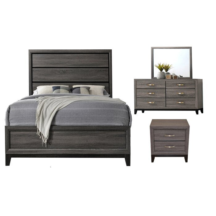 Sierra Queen 4 Pc Contemporary Bedroom Set Made With Wood In Gray Box Spring Required Queen Gray Wood 4 Piece Set Bedroom Bed Included,Dresser Included,Mirror Included,Nightstand Included Modern Wood