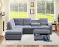 Orisfur. Modern Sectional Sofa With Reversible Chaise, L Shaped Couch Set With Storage Ottoman And Two Cup Holders For Living Room Gray Foam Velvet