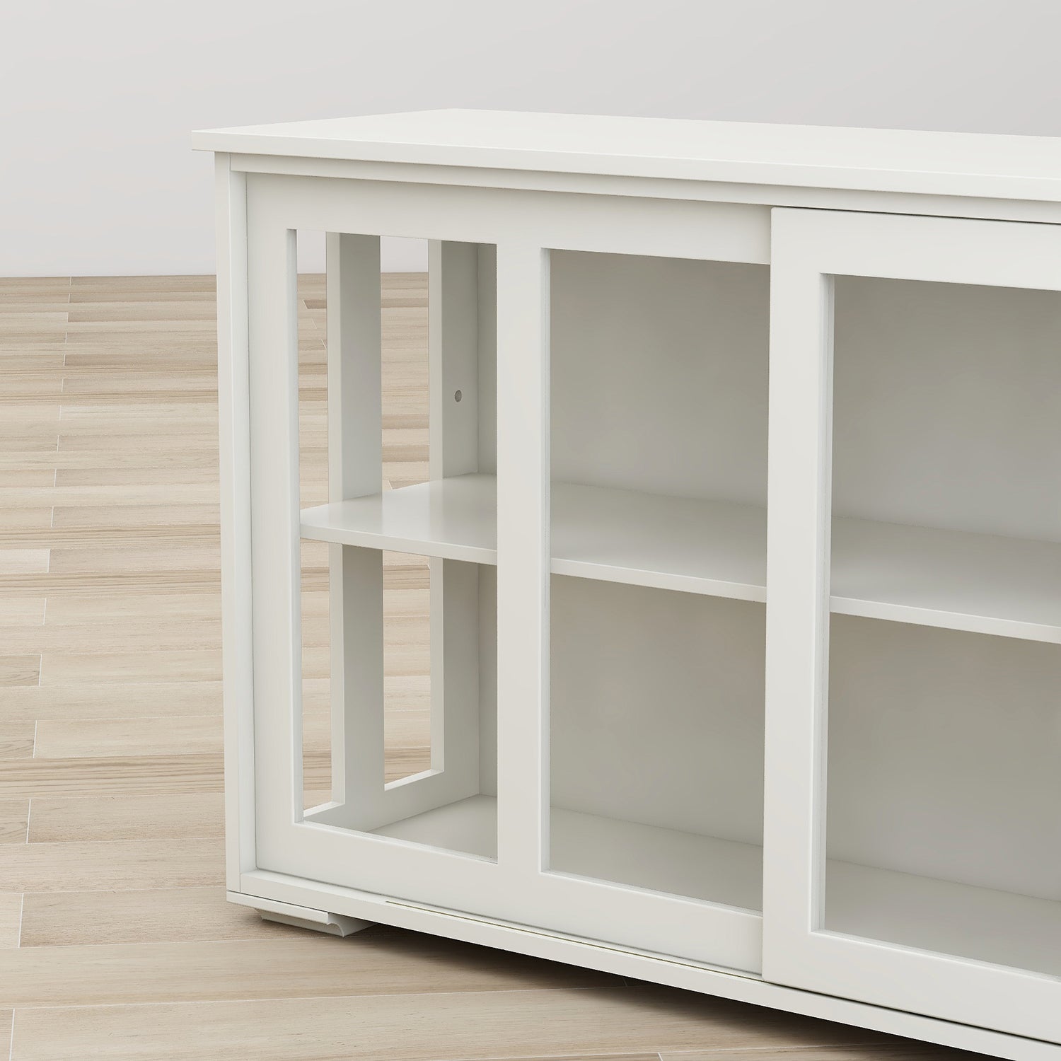 Kitchen Storage Stand Cupboard With Glass Door White white-mdf
