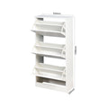 Wooden Shoe Cabinet For Entryway, White Shoe Storage Cabinet With 3 Flip Doors 20.94X9.45X43.11 Inch White Mdf