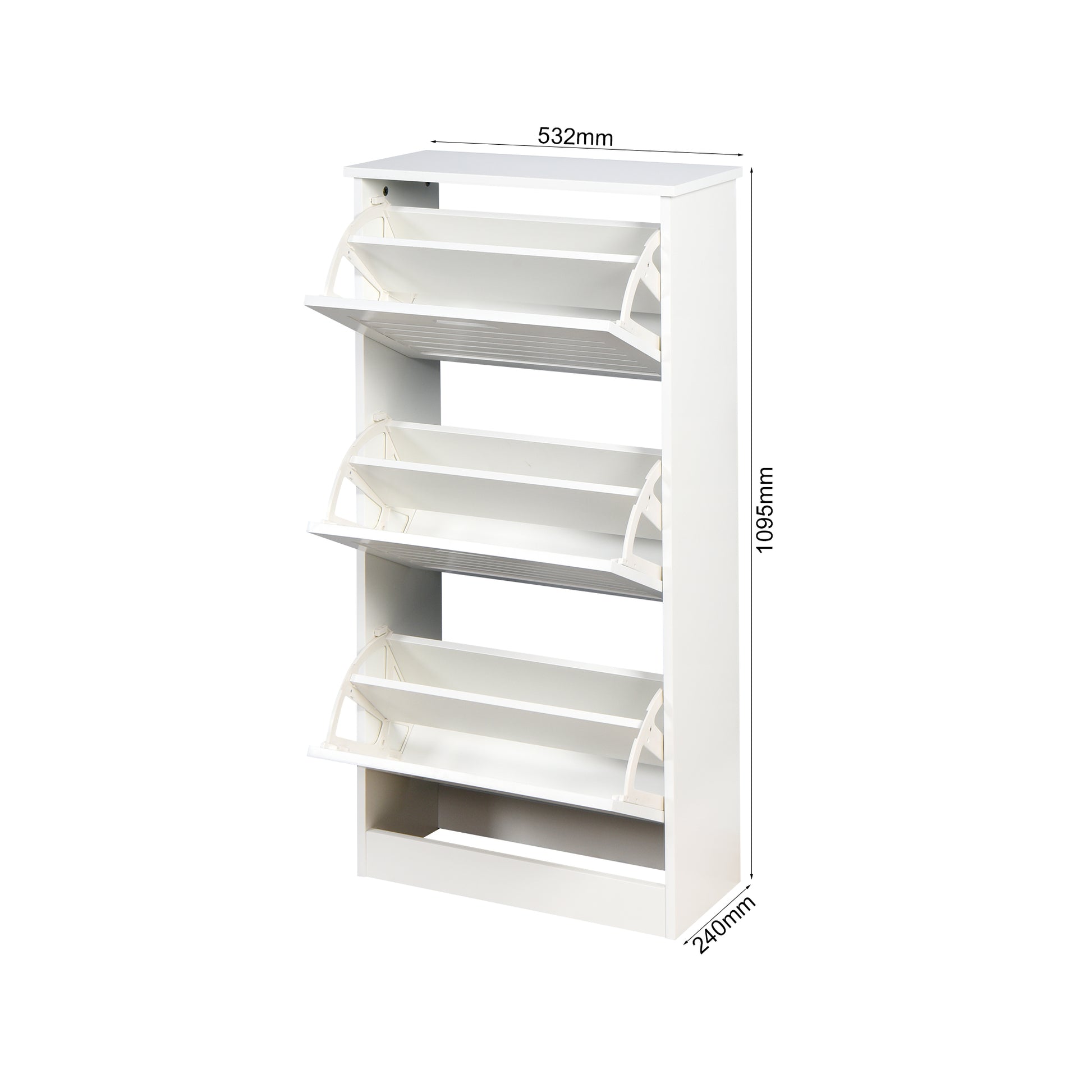 Wooden Shoe Cabinet For Entryway, White Shoe Storage Cabinet With 3 Flip Doors 20.94X9.45X43.11 Inch White Mdf