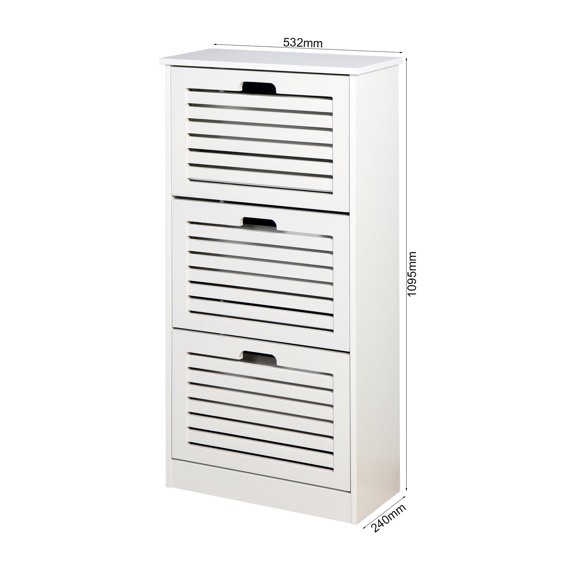 Wooden Shoe Cabinet For Entryway, White Shoe Storage Cabinet With 3 Flip Doors 20.94X9.45X43.11 Inch White Mdf