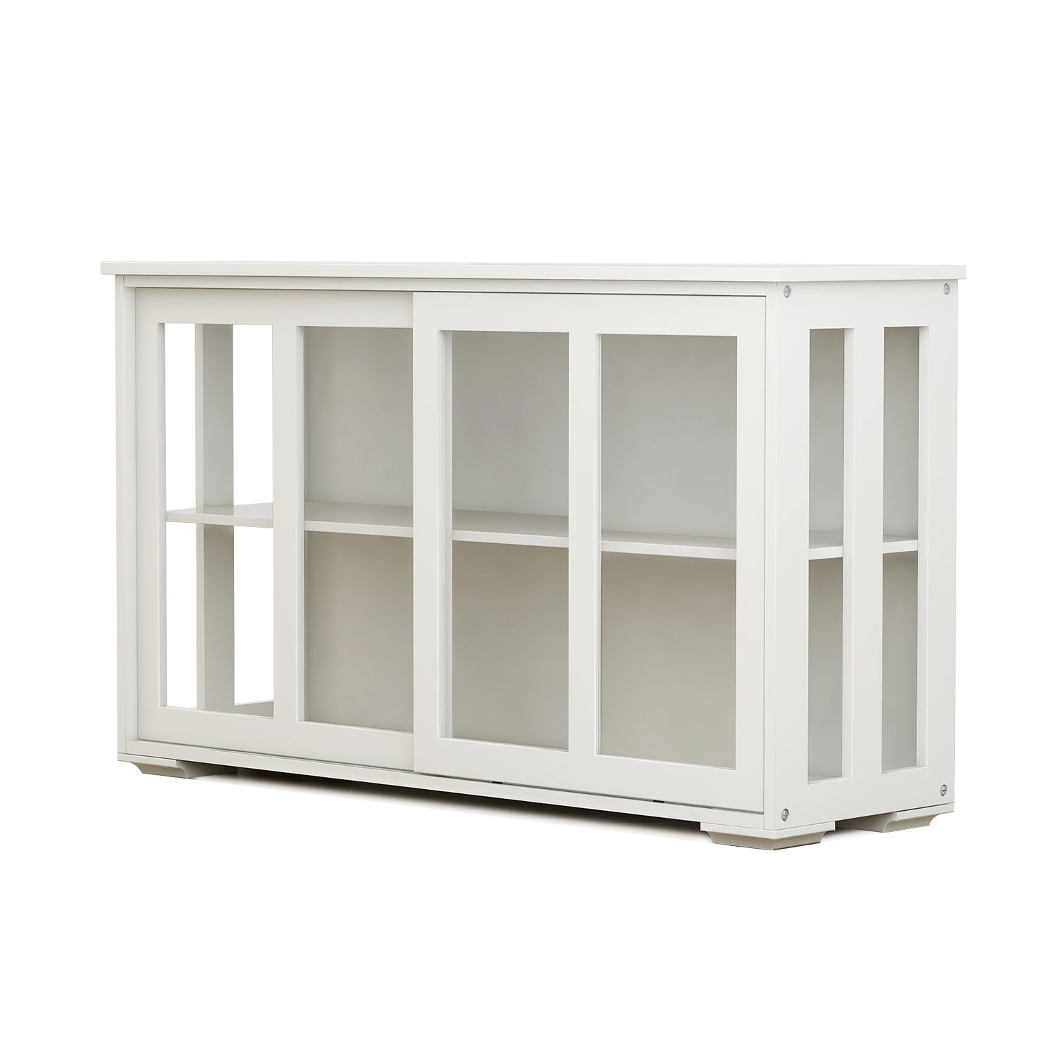 Kitchen Storage Stand Cupboard With Glass Door White white-mdf